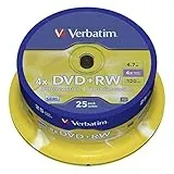 Verbatim DVD+RW Matt Silver 4.7GB DVD+RW 251356- DVD+RW Rohlinge (4,7 GB, DVD+RW, 25, 120 Min, Polycarbonat, 120 mm)