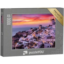 puzzleYOU Puzzle Puzzle 1000 Teile XXL „Dorf Oia auf der Insel Santorin, Grichenlans“, 1000 Puzzleteile, puzzleYOU-Kollektionen Santorini, Griechenland