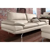 3-Sitzer CALIA ITALIA "Dave, italienisches Designsofa, mit erstklassigem Sitzkomfort", grau (fango), B:221cm H:87cm T:97cm, NaturLeder Sorrento, Sofas, in zwei Lederqualitäten und toller Detailverarbeitung