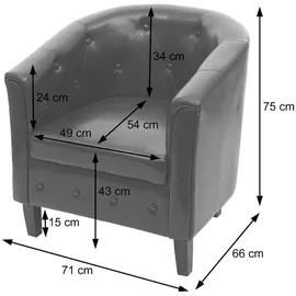 Mendler Sessel Newport T810, Loungesessel Clubsessel Chesterfield, Kunstleder ~ weiß