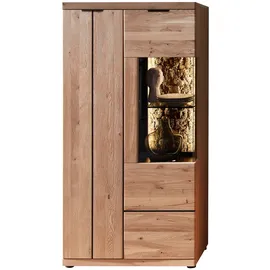 Wohn-Concept Donna Vitrine links Wildeiche Massivholz Bianco/Echtkork furniert