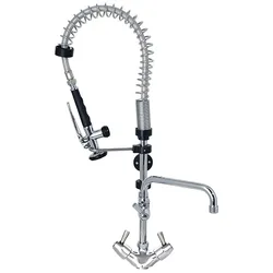 Gastro-Inox Monoblock-Vorspüldusche mit Drehhebeln und einem Schwenkkran ausgestattet, 700mm