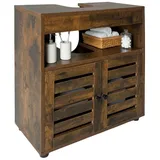 Relaxdays Waschbeckenunterschrank Lamellentüren Braun,Schwarz