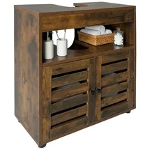 Relaxdays Waschbeckenunterschrank Lamellentüren Braun,Schwarz