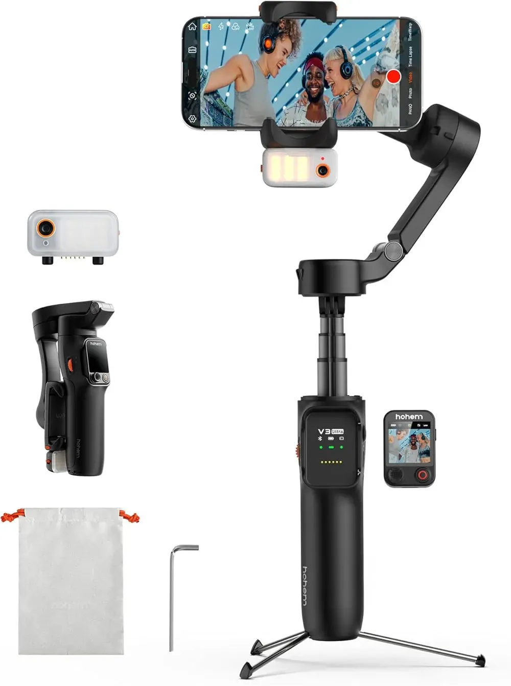 hohem iSteady V3 Ultra Smartphone Gimbal, iPhone Gimbal mit 360° Follow, multimodalem AI-Tracker, 1,22