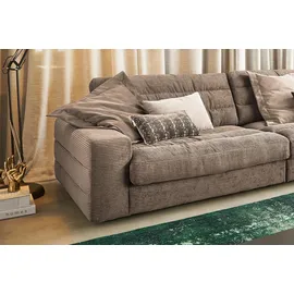 KAWOLA Ecksofa XL Lana Cord Recamiere rechts taupe