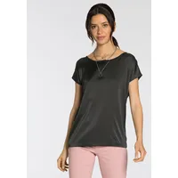 LAURA SCOTT Shirtbluse aus Satin und Jersey, Gr. 38, schwarz, , 29551912-38