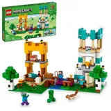 LEGO 21249 Minecraft Die Baukasten 4.0, 2-in-1-Set; Bauen Sie Flusstürme oder eine Katzenhütte, mit den Figuren Alex, Steve, Creeper und Zombie Mobs, Spielzeug für Kinder