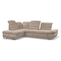 WERK2 Ecksofa »Roma L-Form«, Sofa mit Schlaffunktion, Sitztiefenverstellung, verstellbare Kopfteile, beige