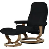 Stressless Relaxsessel Leder 72 x 94 x 70 cm Schwarz mit Hocker