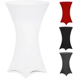 DEUBA Detex® Stehtischhusse Weiß Verstärkter Fußbereich 30°C Waschbar Stehtisch Hussen Stretch Überzug Hochzeit