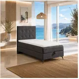 Best for Home Boxspringbett K15 Single SLIM mit Bettkasten & Bonellfederkern, Topper H3 (70x200 80x200 90x200 100x200 cm), mit oder ohne Topper, Flexible Liefermöglichkeiten, Handwerksqualität 90 cm x 200 cm