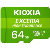 Kioxia EXCERIA High ENDURANCE MicroSDXC 64GB Kit, UHS-I U3, A1, Class 10 (LMHE1G064GG2)