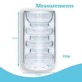 Intirilife Doppelwandiges Thermo Glas 0,26 l 2-tlg.