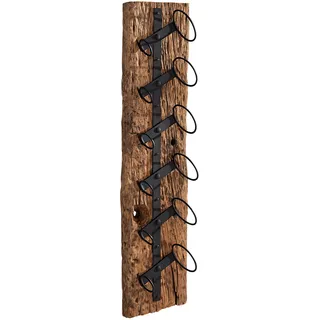 Invicta Interior Massives Wand Weinregal Barracuda antik Teak Holz 100cm Flaschenhalter Natur Regal Weinflaschen Halterung Wandregal für Wein