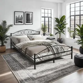 Tectake tectake® Metallbett, robustes Stahlgestell, bodenschonende Kunststoffkappen, 140 x 200 cm