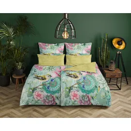 Muller Textil XABINE Blumen/Mandala Grün 155 x 220 cm + 2 x 80 x 80 cm