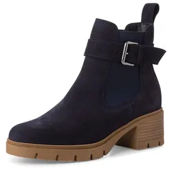 Chelseaboots TAMARIS Gr. 39, blau (navy) Damen Schuhe Blockabsatz, Businessmode, Stiefelette mit Zierschnalle