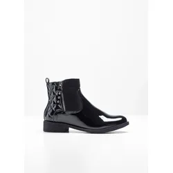 bonprix Stiefelette, schwarz, 40, Lack,Vegan