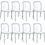 Beliani Gartenstuhl Kunststoff weiß/grau 8er Set