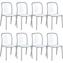 Beliani Gartenstuhl Kunststoff weiß/grau 8er Set