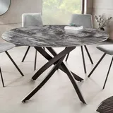 Design Esstisch AMICA 120cm taupe Marmor-Optik Keramik - Taupe/Schwarz