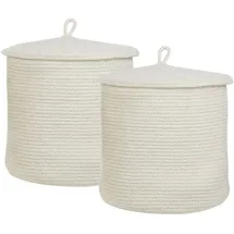 Beliani Aufbewahrungskorb 2er Set 33 x 33 x 33 cm Weiß