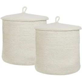 Beliani Aufbewahrungskorb 2er Set 33 x 33 x 33 cm Weiß