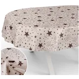 ANRO Tischdecke abwaschbar mit Motiv schmutzabweisend Stoff-Wachstuch 2.0 (Einzelstück 1-tlg), auch als Gartentischdecke - mit Schutzschicht beige Oval | 140 cm x 220 cm x 0.3 mm