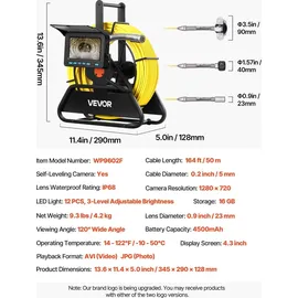 Vevor Inspektionskamera 50 m mit 4,3-Zoll-HD-Bildschirm IP68 wasserdicht