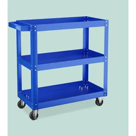 Relaxdays Werkstattwagen, mit 3 Ebenen, mobiler Montagewagen, bis 100 kg belastbar, HBT: 76x78x35 cm, blau
