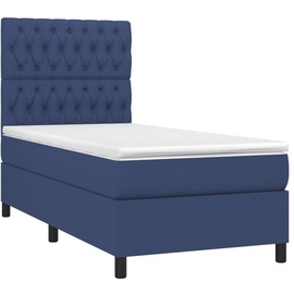 vidaXL Boxspringbett mit Matratze & LED Blau 90x200 cm Stoff