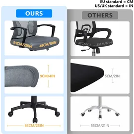VOUNOT Bürostuhl ergonomisch Grau