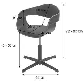 Mendler Esszimmerstuhl HWC-H46, Küchenstuhl, höhenverstellbar Drehmechanismus Bugholz Walnuss-Optik, Stoff dunkelgrau