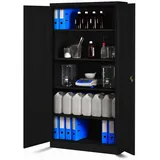 Jan Nowak Aktenschrank Metall Büroschrank abschließbar 90 cm JAN H 4 Böden Stahl (Kaltwalzstahl 0,6 mm Wandmontage möglich PZH-zertifiziert) Ordnerschrank 50 Ordner Schloss 2 Schlüssel robust 14 Farben schwarz