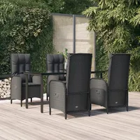 vidaXL Polyrattan Garten-Essgruppe 5-tlg. schwarz inkl. Kissen 3185191
