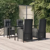 vidaXL Polyrattan Garten-Essgruppe 5-tlg. schwarz inkl. Kissen 3185191