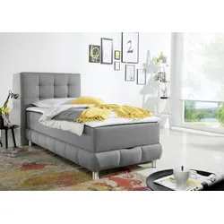 Boxbett INOSIGN "Vaasa", grau, B:104cm L:210cm, Komplettbetten, inkl. Bettkasten & Topper, XXL-Ausführung, Überlänge 220 cm
