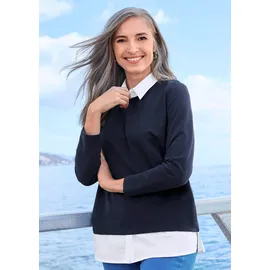 GOLDNER Kurzgröße: Elegantes 2-in-1 Business-Oberteil in marine weiß), | Gr.: 22