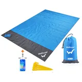 wasserdichte Picknickdecken 2.1 X 2M Leichte Campingmatte with wasserdichte handyhülle schwimmende Schnell trocknende Sanddichte Stranddecke mit Tasche Outdoor Waschbarer Picknickteppich Blue