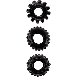 Set of 3 Cockrings, 1,6-4,6 cm, schwarz