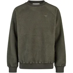 Sweatshirt CLEPTOMANICX "Crewneck Flaneur", Herren, Gr. L, grün, 100% Polyester, bestickt, Rundhals, Sweatshirts, mit lockerem Schnitt