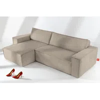 Konsimo Napi Ecksofa Big links/rechts, Schlaffunktion mit Cordbezug, Beige