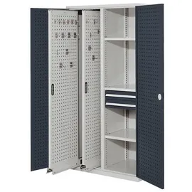 Kappes Vertikalschrank RasterPlan Mod. 81 RAL 7035/7016 Tür innen Lochplatten mit Ausstattung