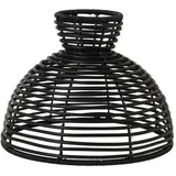 StarTrading Lampenschirm rund wetterfest Rattanoptik für E27 Fassungen D:26cm schwarz