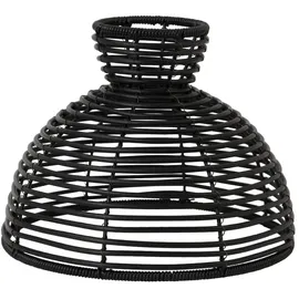 StarTrading Lampenschirm rund wetterfest Rattanoptik für E27 Fassungen D:26cm schwarz