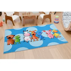 Die Lieben Sieben Kinderteppich »LS-231«, rechteckig, 6 mm Höhe, bedruckt, gepunktet, niedliches Tier Motiv Die Lieben Sieben blau B: 100 cm   1 St.