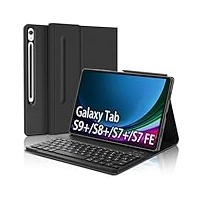 FOGARI Tastatur für Samsung Galaxy Tab S9 Plus 12,4 Zoll – AZERTY Französische Tastatur, magnetisch, Bluetooth, kabellos, Schutzhülle für Samsung Tab S9 Plus/S8 Plus/S7 FE/S7 Plus, Schwarz