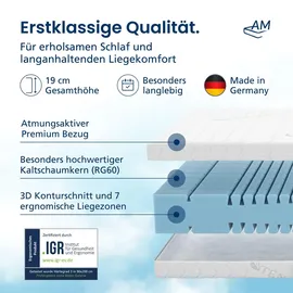 AM Qualitätsmatratzen Premium 7-Zonen Kaltschaummatratze 180 x 200 cm H3