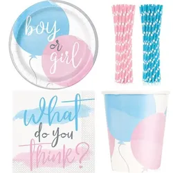 Einweggeschirr Babyparty Deko neutral Junge Mädchen Partyset  Boy or Girl Baybshower Dekoration